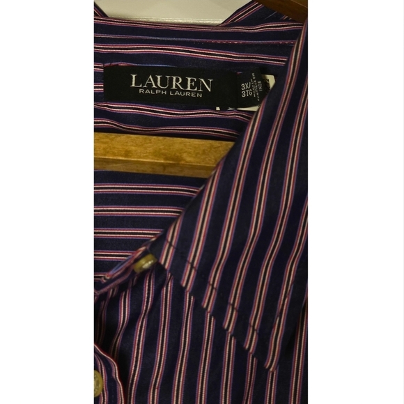 Ralph Lauren size 3XL Striped Button Down Dress Shirt with Beaded Crest - Picture 5 of 7